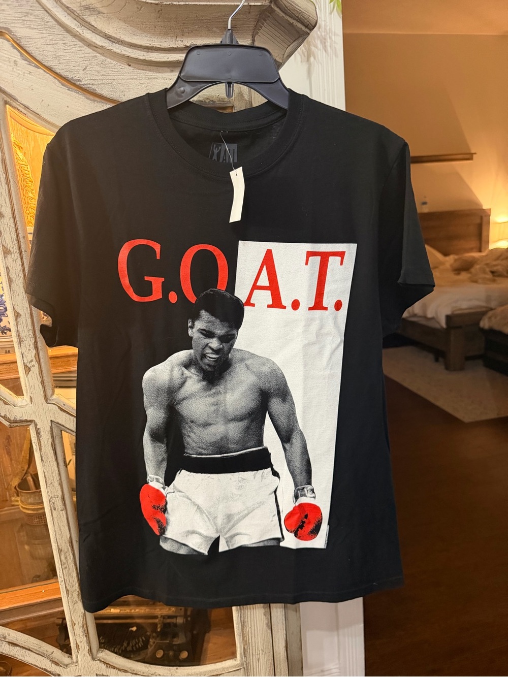NWT Ali Black G.O.A.T. Graphic Tee with Red Accents